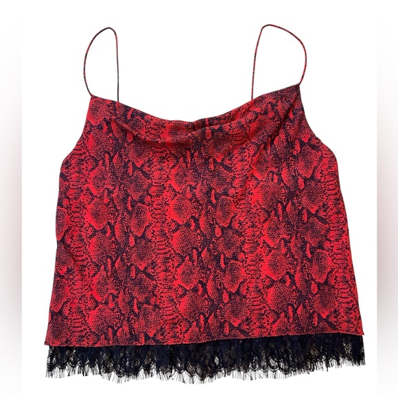 Alice + Olivia Tops - Alice + Olivia Red Snakeskin Silk Camisole Top